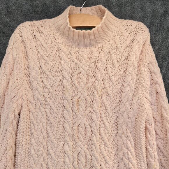 Lauren Ralph Lauren Women's Hand Knit Fisherman Cable Knit Sweater Pink Size L - Picture 6 of 13